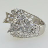 Art Nouveau Style Sterling Silver Semi Mount Ring Setting for Pearl Round Rd 15x15mm w/ White Topaz Syzjewelry
